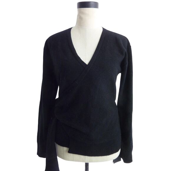 NWT Naadam Signature Cashmere Wrap Sweater Top S in Black - Picture 1 of 5